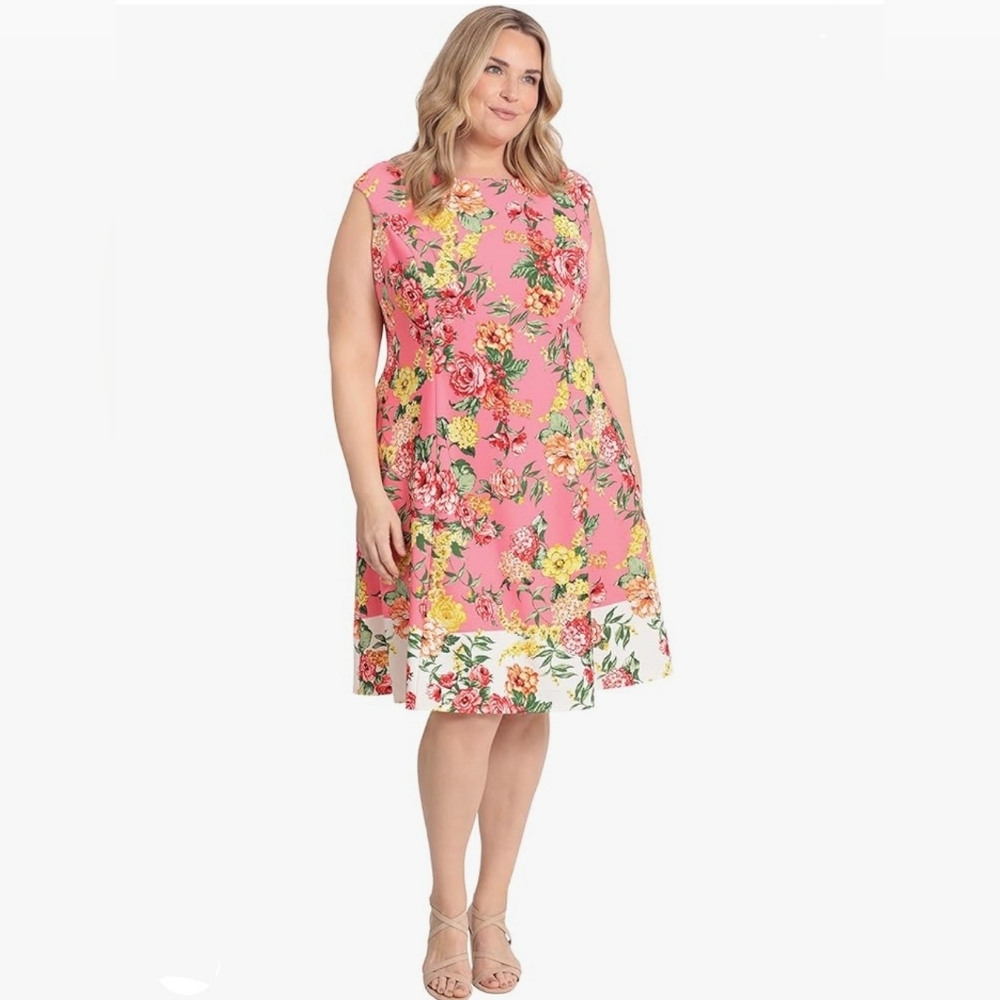 NWT 18W London Times Woman Floral Knee-Length Dress